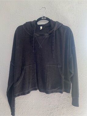 FP Movement by Free People black oversized v-neck hoodie XS beach coastal